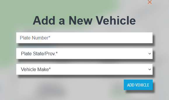 AMP website add a vehicle screen