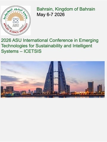 2026 ASU International Conference in Emerging Technologies for Sustainability and Intelligent Systems – ICETSIS