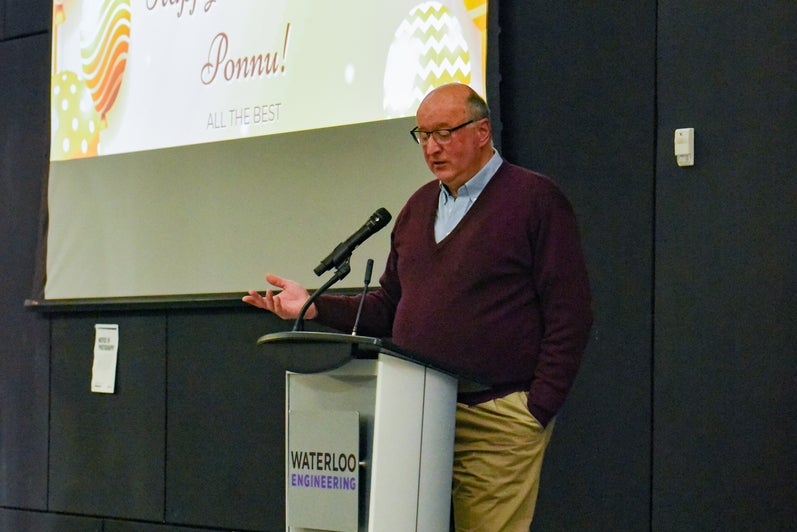Dr. Glenn Heppler speaking about his colleague and friend, Ponnu