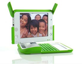 green portable latop like device with turn-able monitor