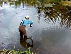 Collecting samples from a lake