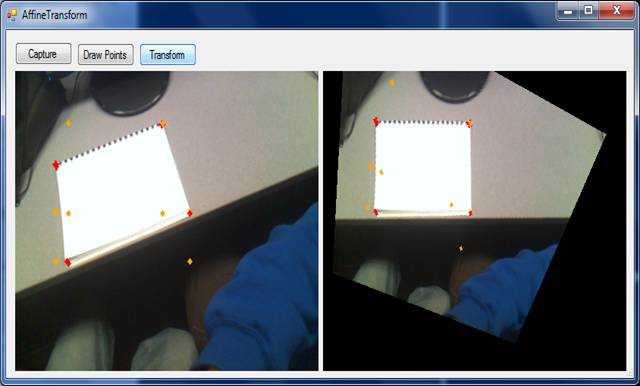 Affine transform used to correct perspective of the rectangle