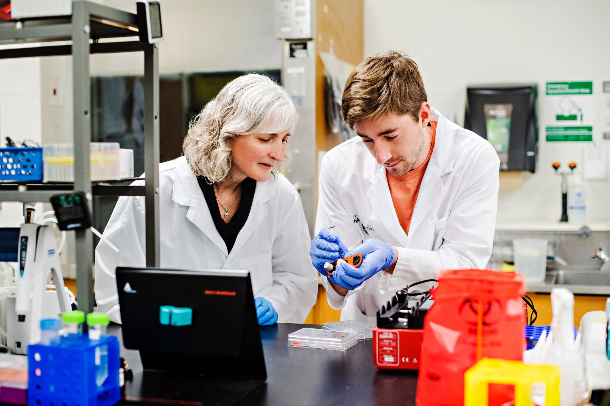 Professor and Student working together in lab