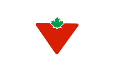 Canadian Tire logo, red triangle with green maple leaf