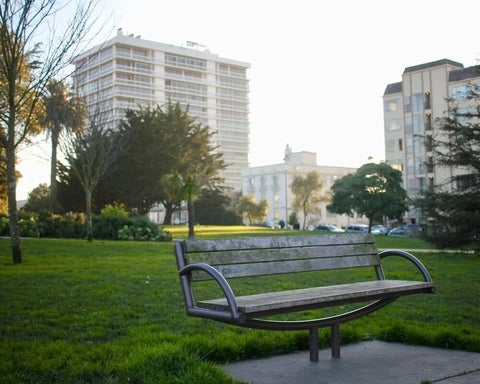 Bench in an urban park