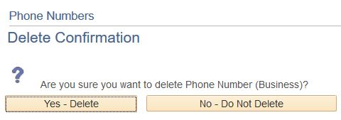 Delete Confirmation in Quest for selected phone number.