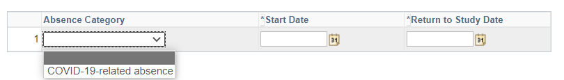 Selecting COVID-19-related absence for Absence Category in Quest.