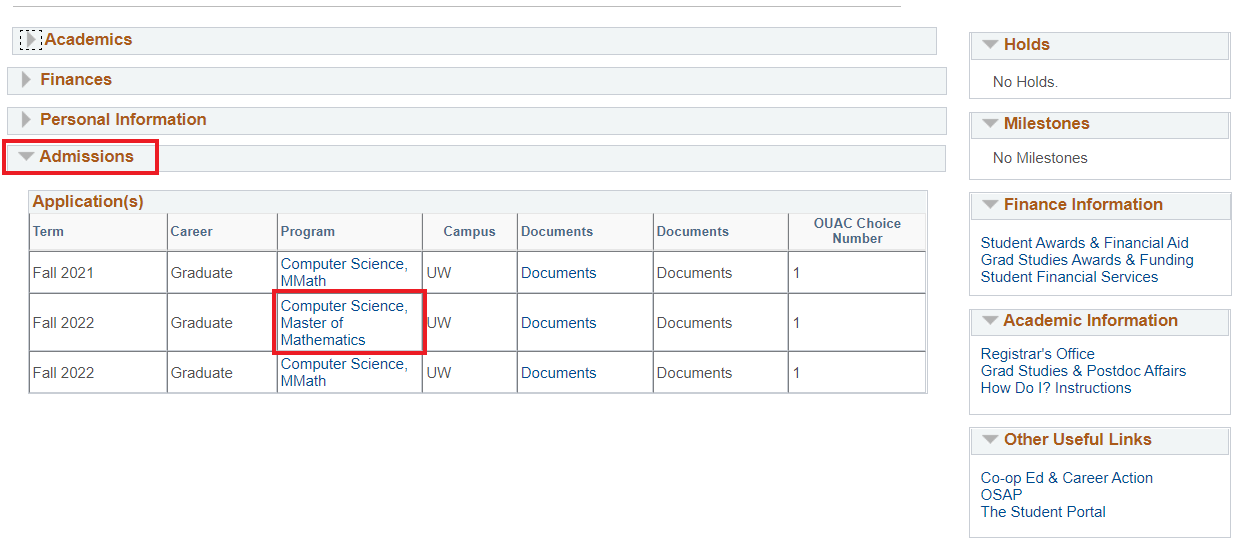 List of program application(s) in Quest.