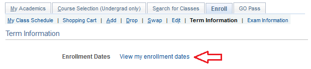 View my enrollment dates link highlighted.