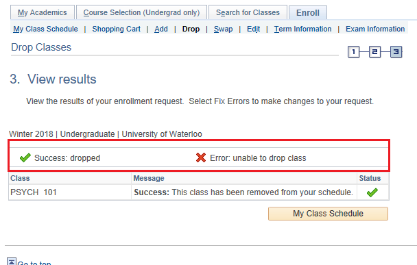 Results of enrollment request in Quest.