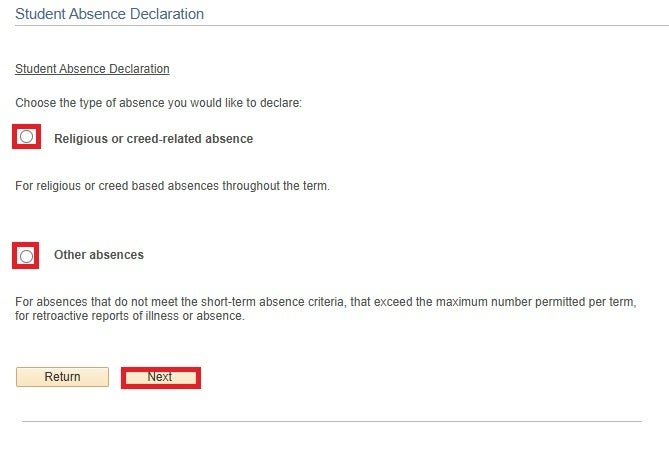 How do I self-delcare an absence