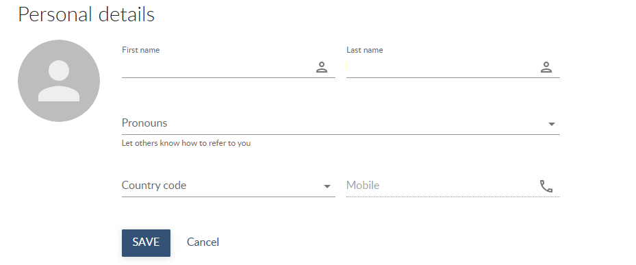 Personal details section in MyCreds.
