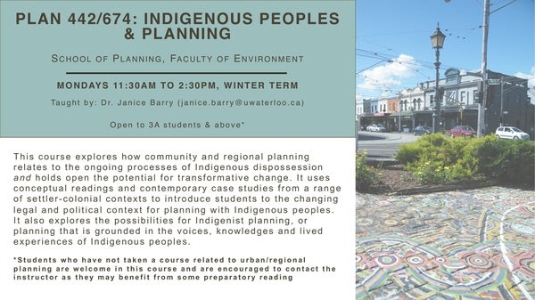 Promotional image for PLAN442 Indigenous Peoples and Planning.