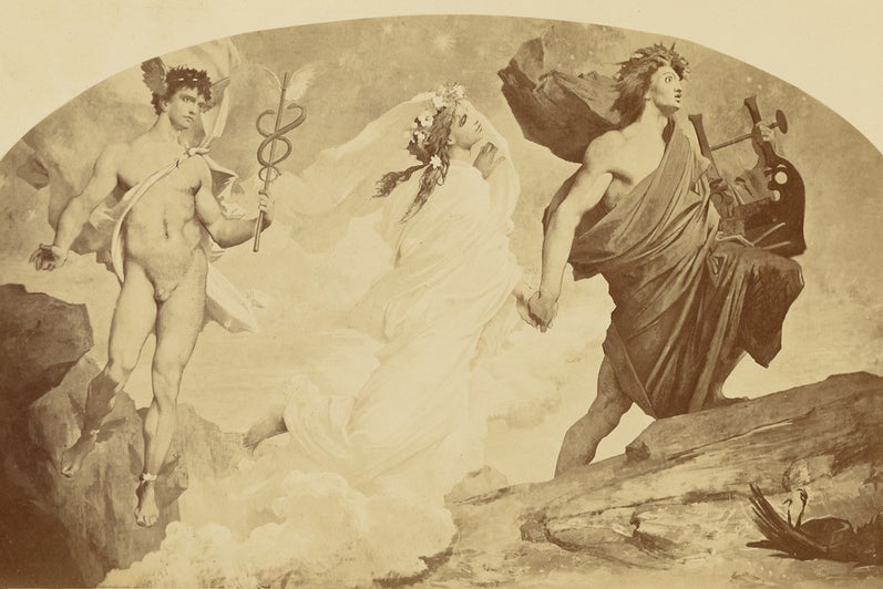 Orpheus leading Eurydice out of the Underworld