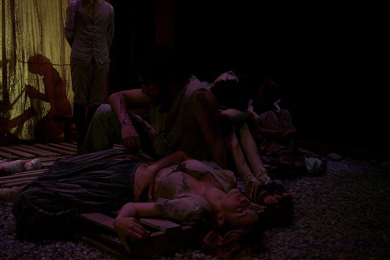 Group of people sitting and lying down