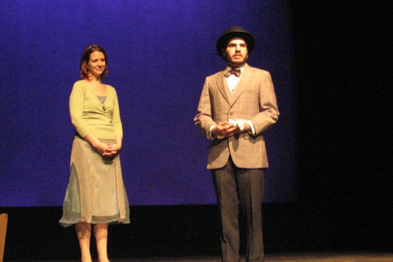 Man and woman on stage