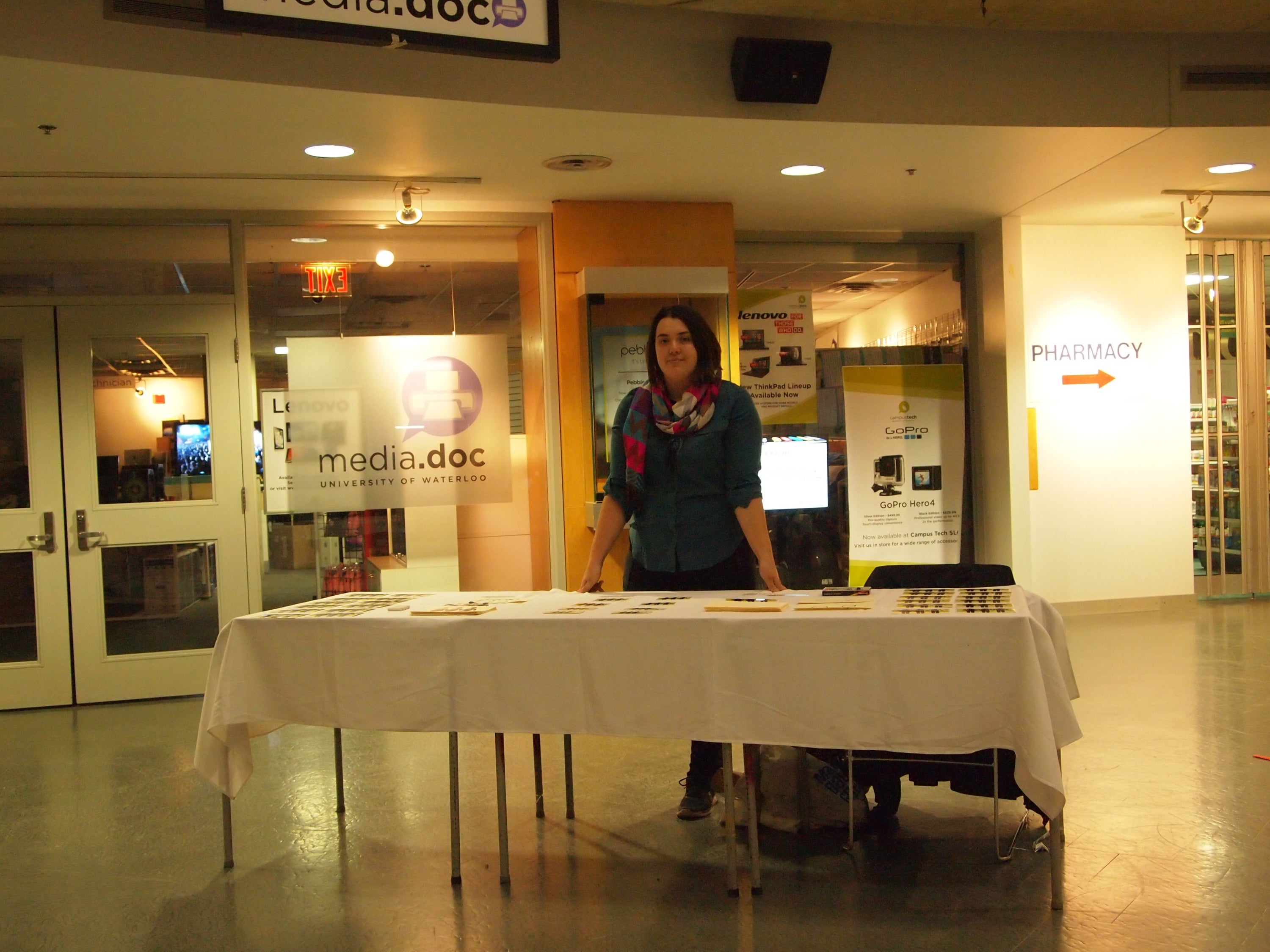 Madeleine Samms at info desk