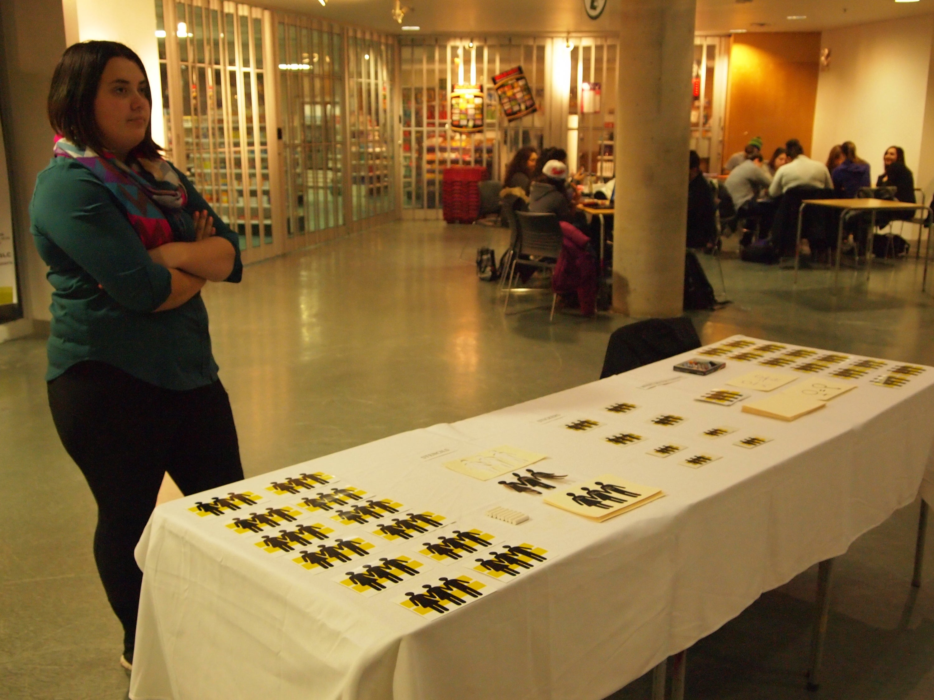 Side view of information desk