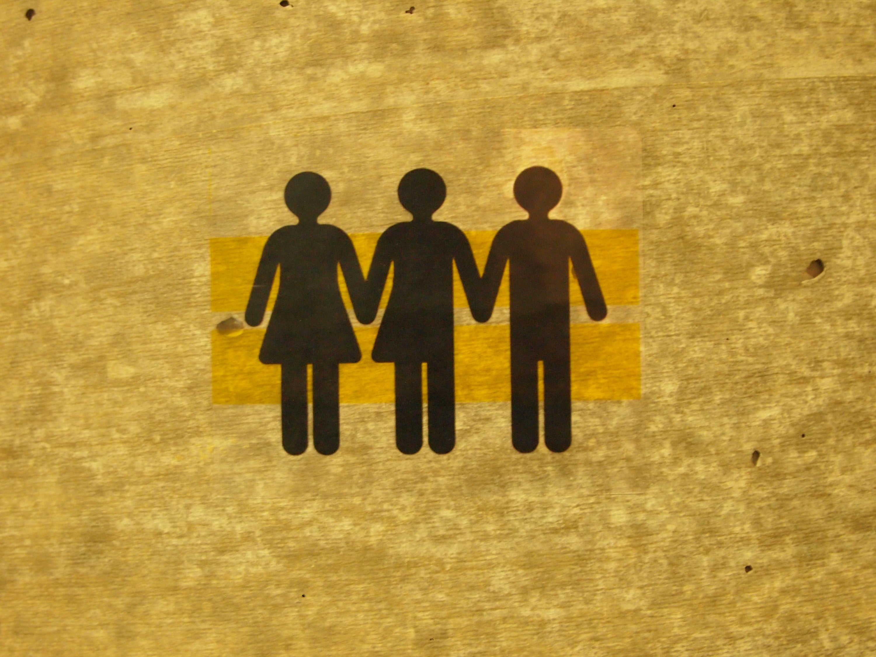 Pictogram of woman, transgendered person and male