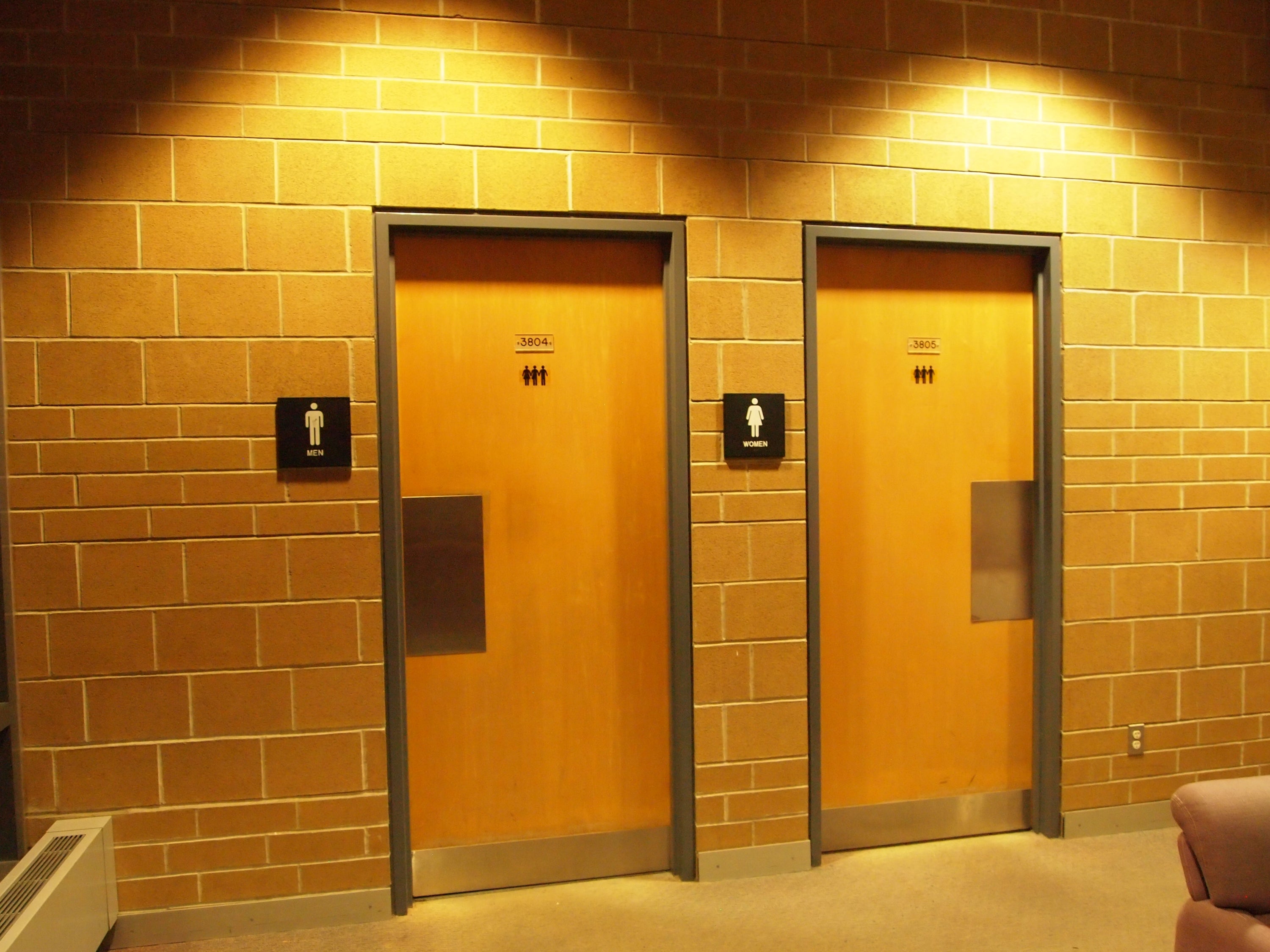 Vinyl decals on washroom doors