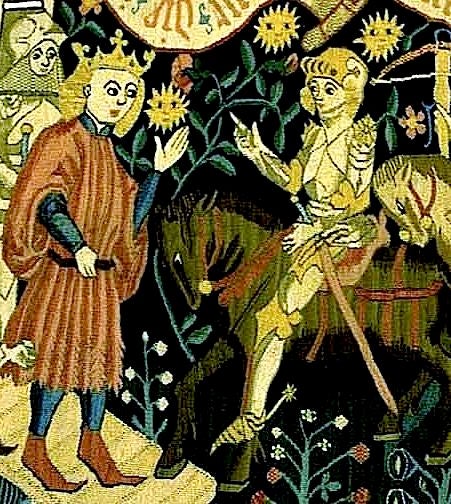 15th Century Tapestry of Joan of Arc with the Dauphin at Chinon.
