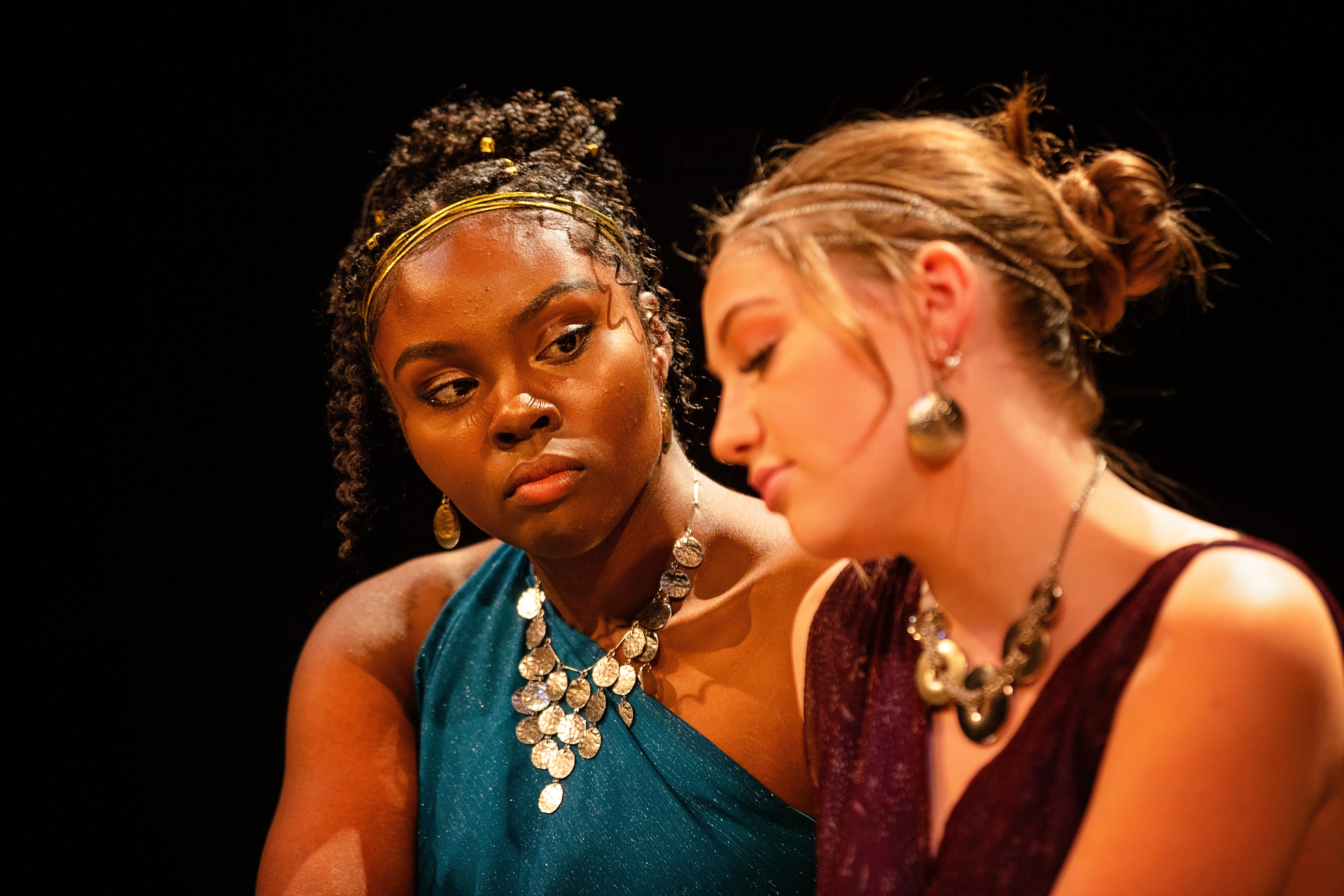 Close up of two women talking