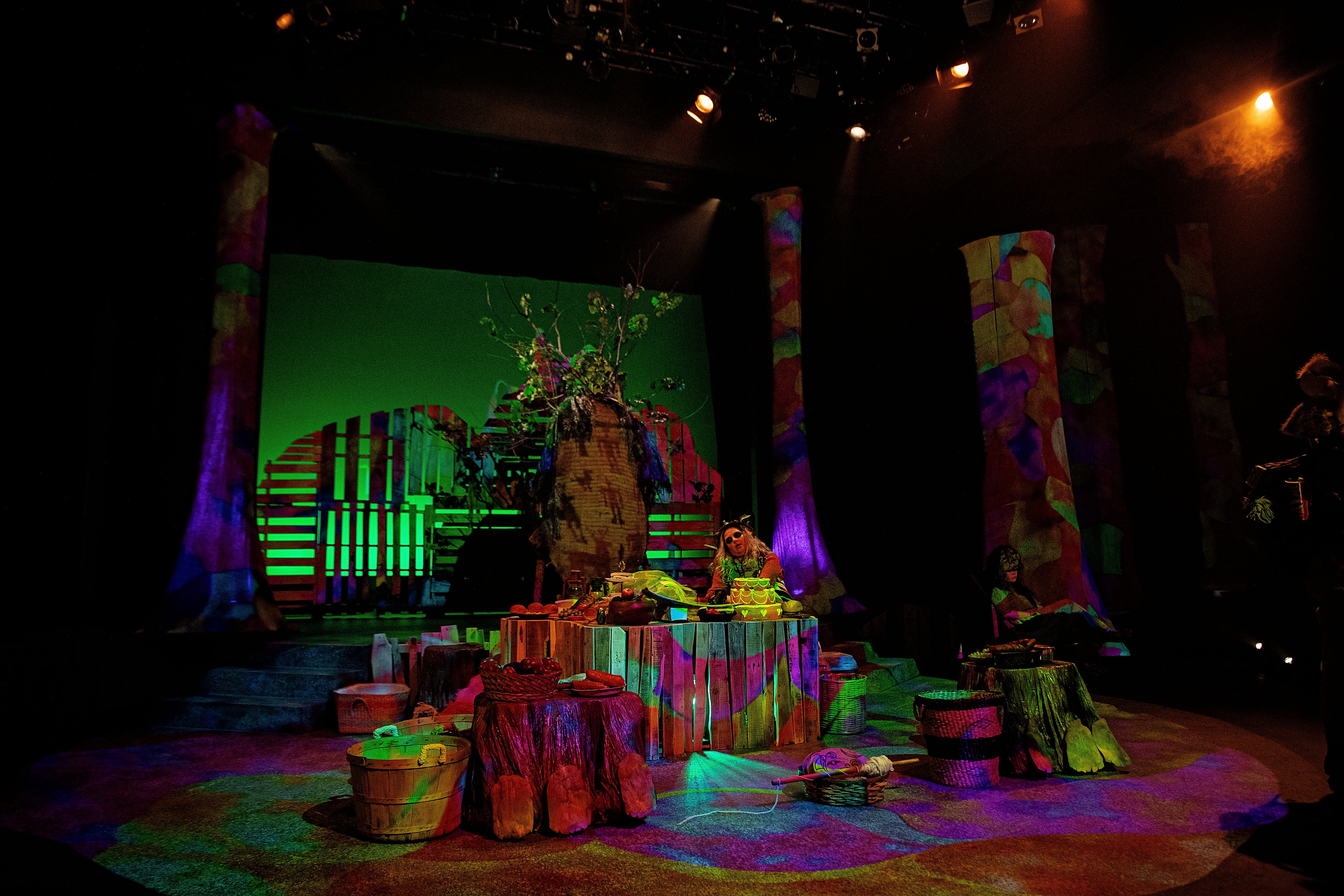 The stage with set decoration. 