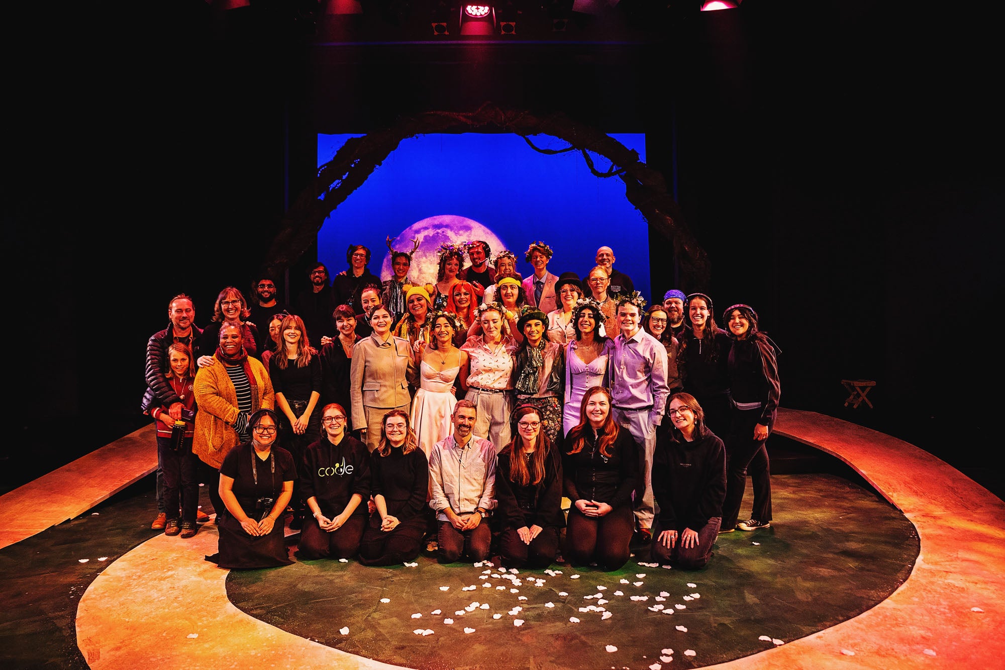 The cast, running crew, and members of the creative team.