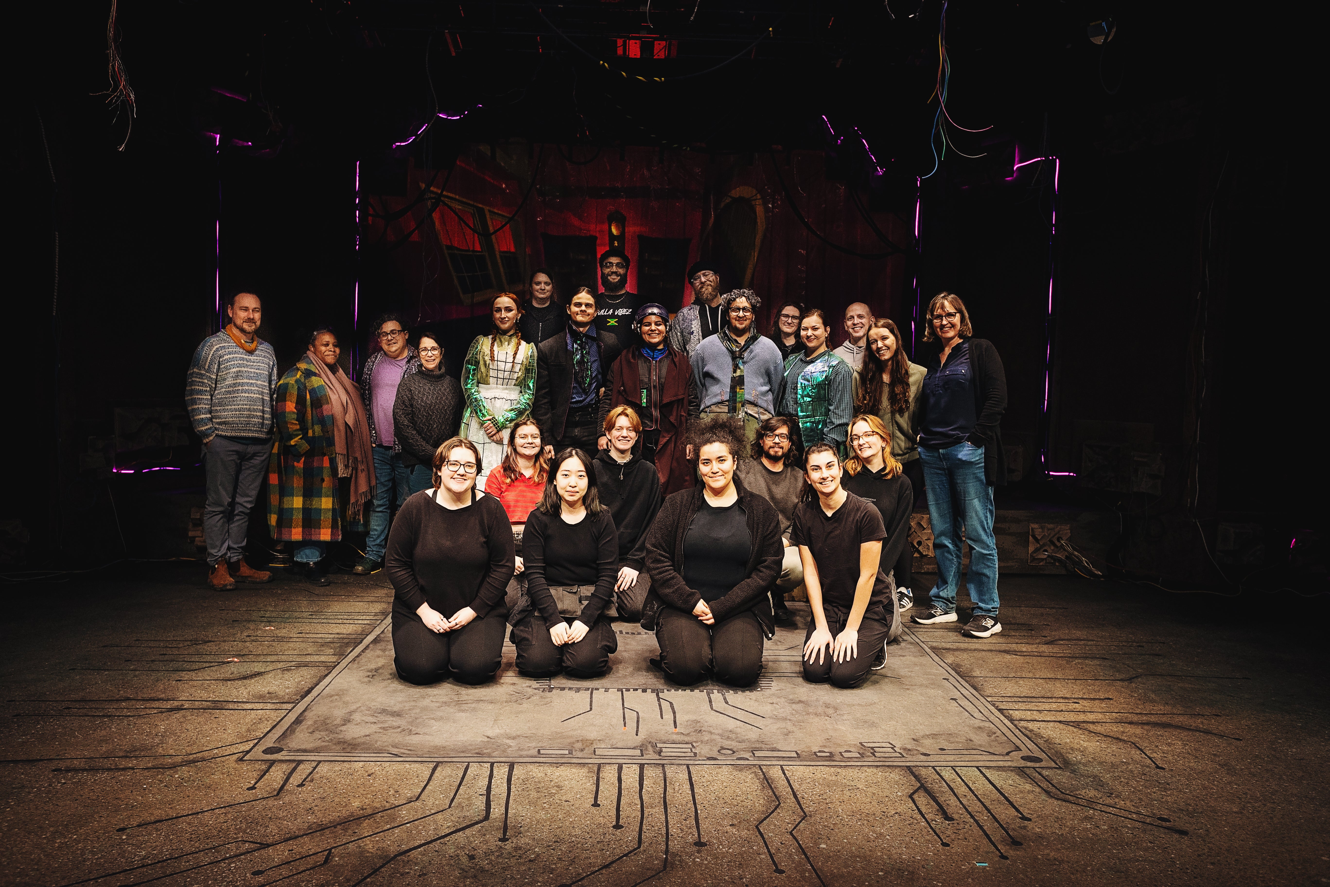 Cast and crew of The Nether posing as a group