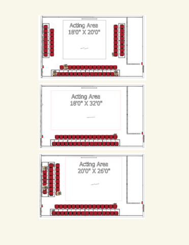 Studio 180, three seating arrangements