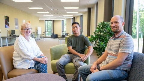 Carol, Zac, and Tha at the Grebel Library