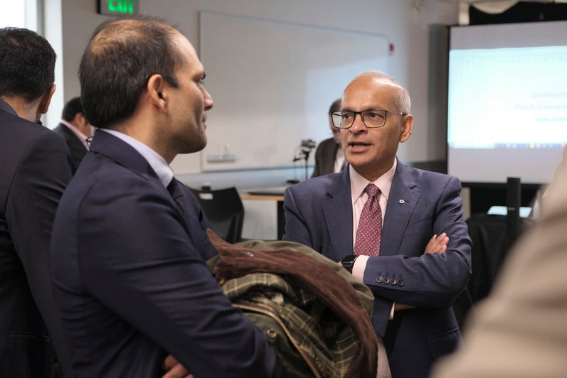 Two people talking to each other. 