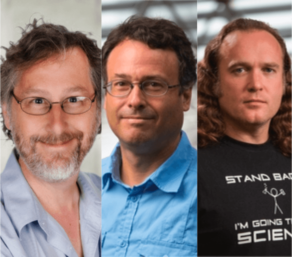 Headshot composites of the David Cory, Thomas Jennewein and Chris Wilson.