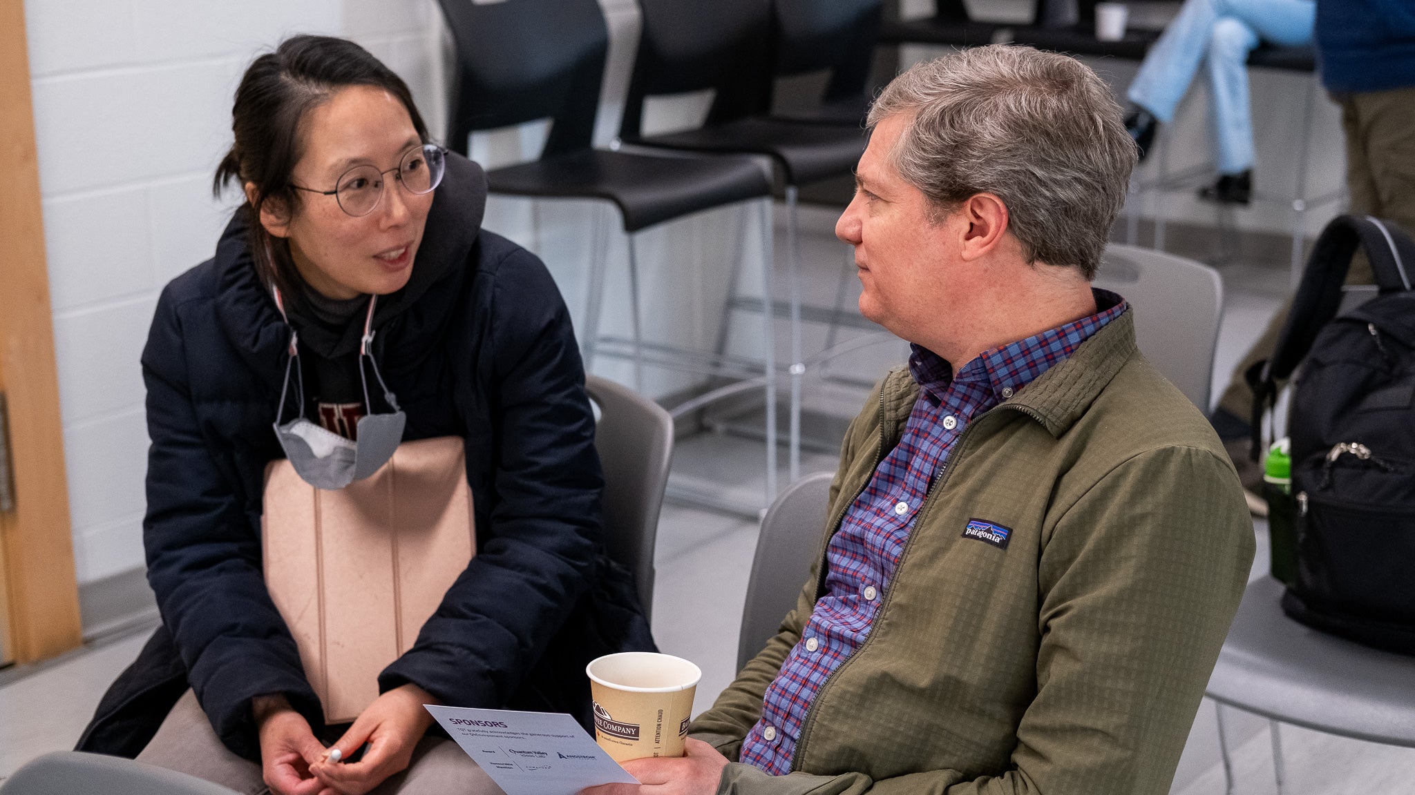 Two people having a discussion