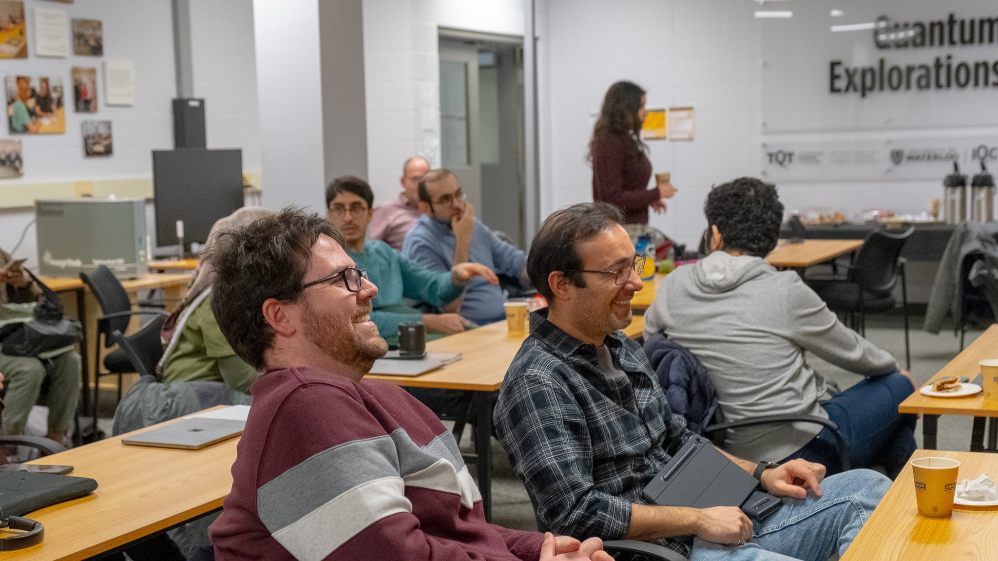 People listening to a lecture.