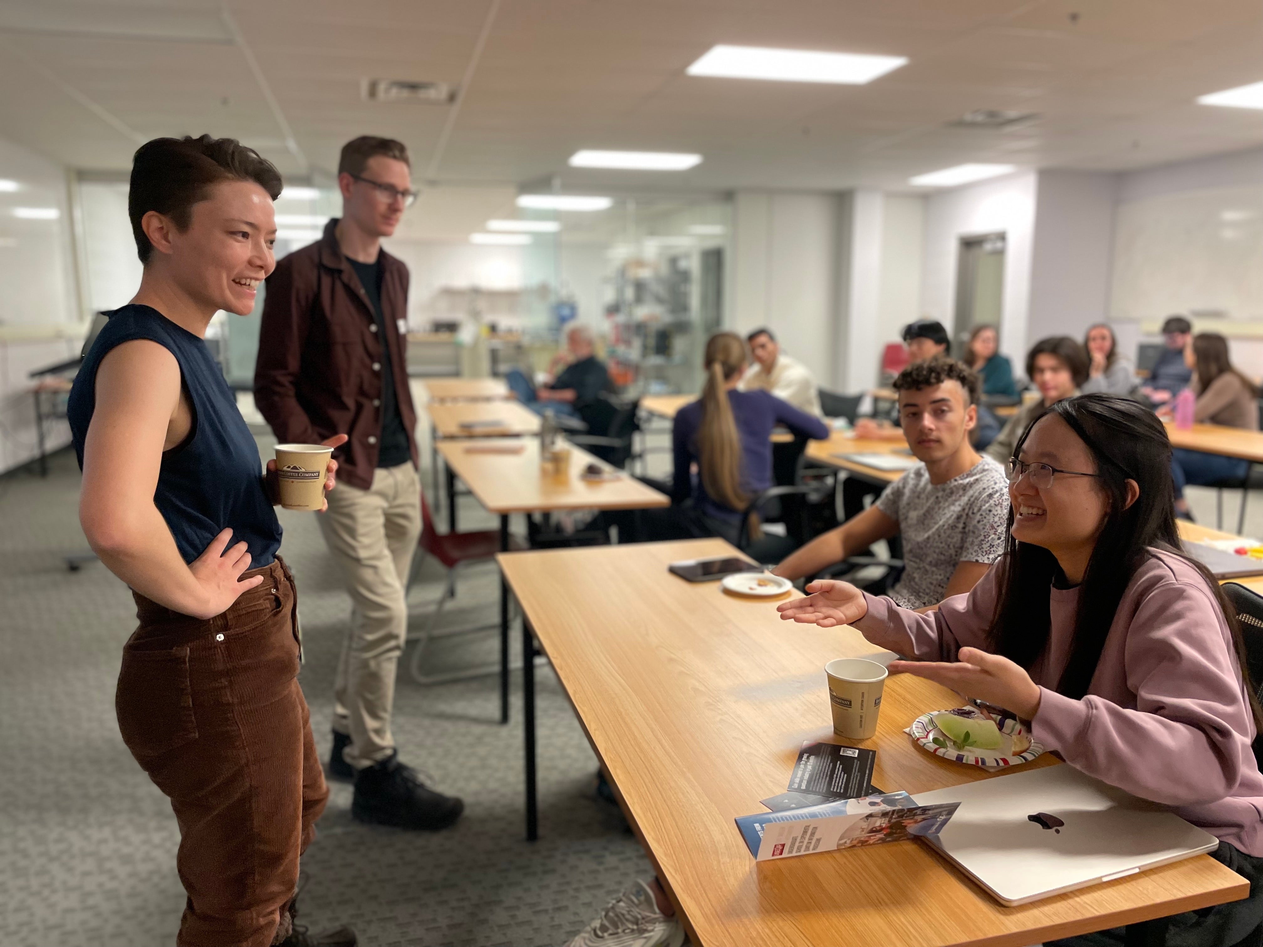 A group of people having a discussion.