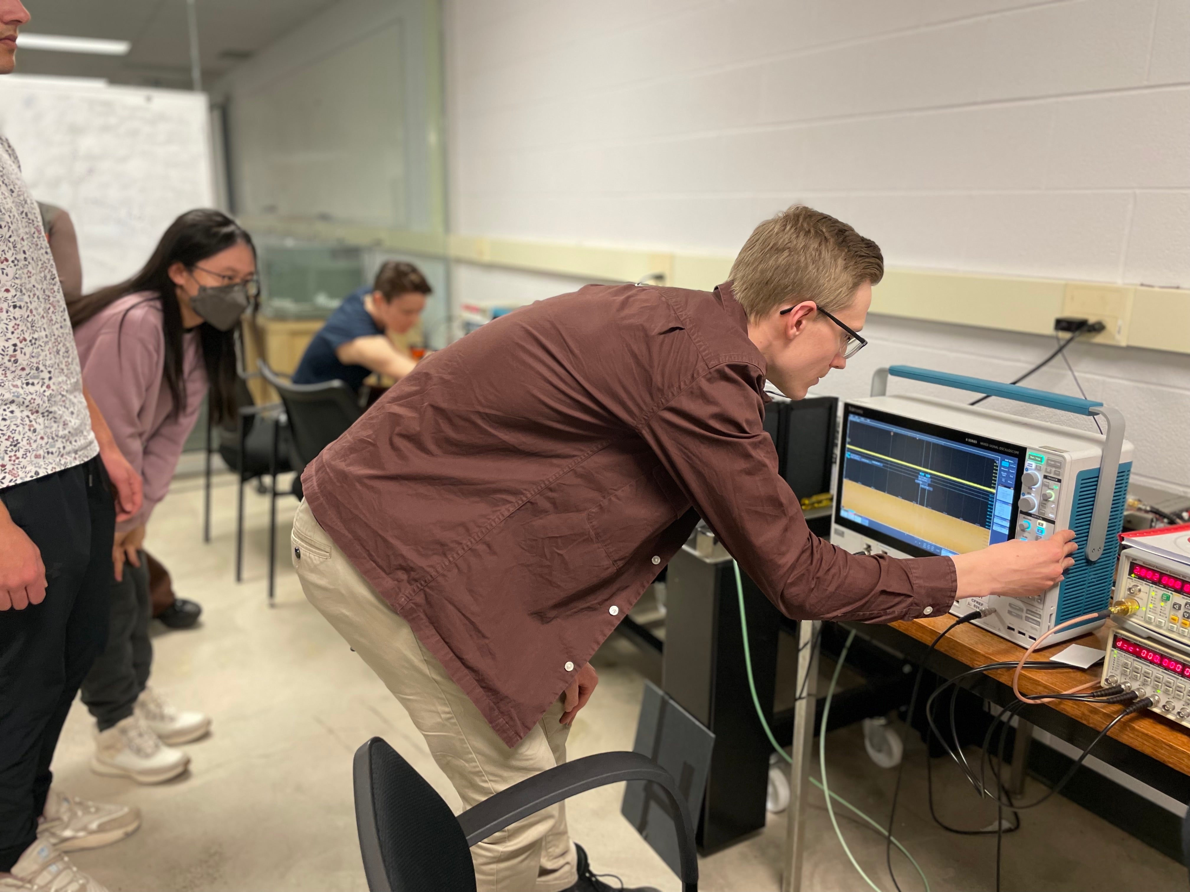 A person doing a equipment demo