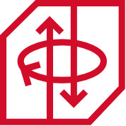 A circle with up and down arrow inside a box, representing quantum computationtion research. 