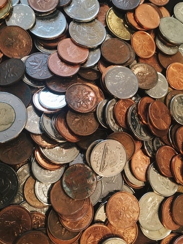 Mixture of Canadian coins. Photo by Pina Messina on Unsplash.