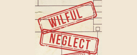 Wilful Neglect text on stylized brick.