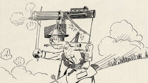 Comic showing soldier with weapon