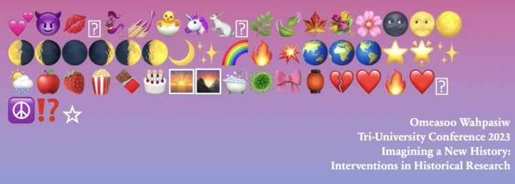 Series of emojis an conference title in text: Imagining a New History....