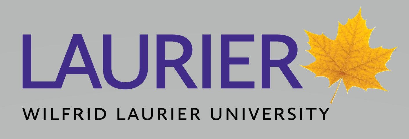 Laurier with gold leave and Wilfrid Laurier University (logo)