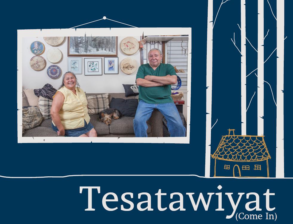 Poster detail with photo of indigenous couple in their home