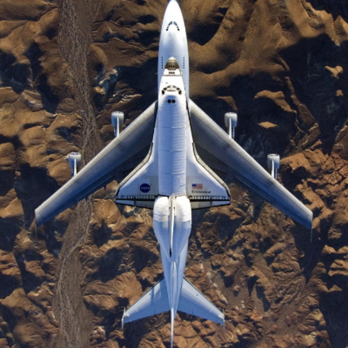 space shuttle on top of airbus