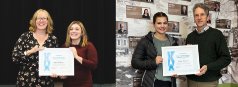 Maya Henderson and Jordyn Maywood accept the Tom Dabrowski Impact Award