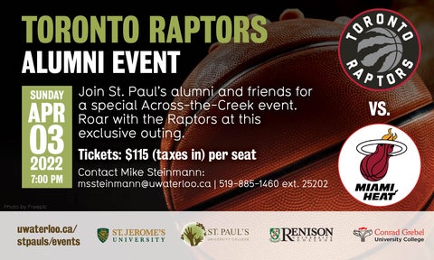 Promotional card for Miami Heat at Toronto Raptors alumni event April 3, cost is $115