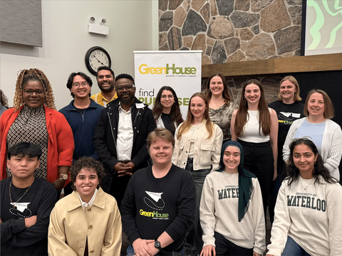 GreenHouse students and team members posing together for a celebratory photo at the 36th Social Impact Showcase. 