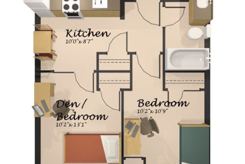 A floor plan of the economy suite