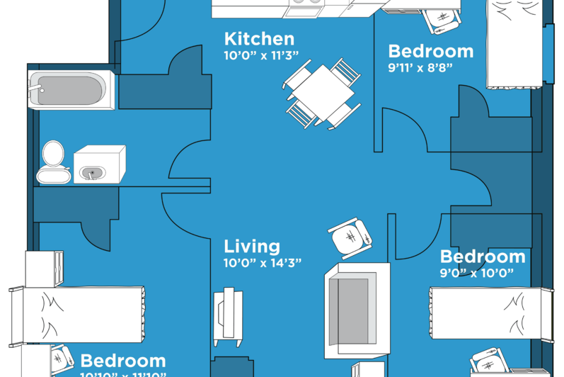 3 bedroom apartment layout